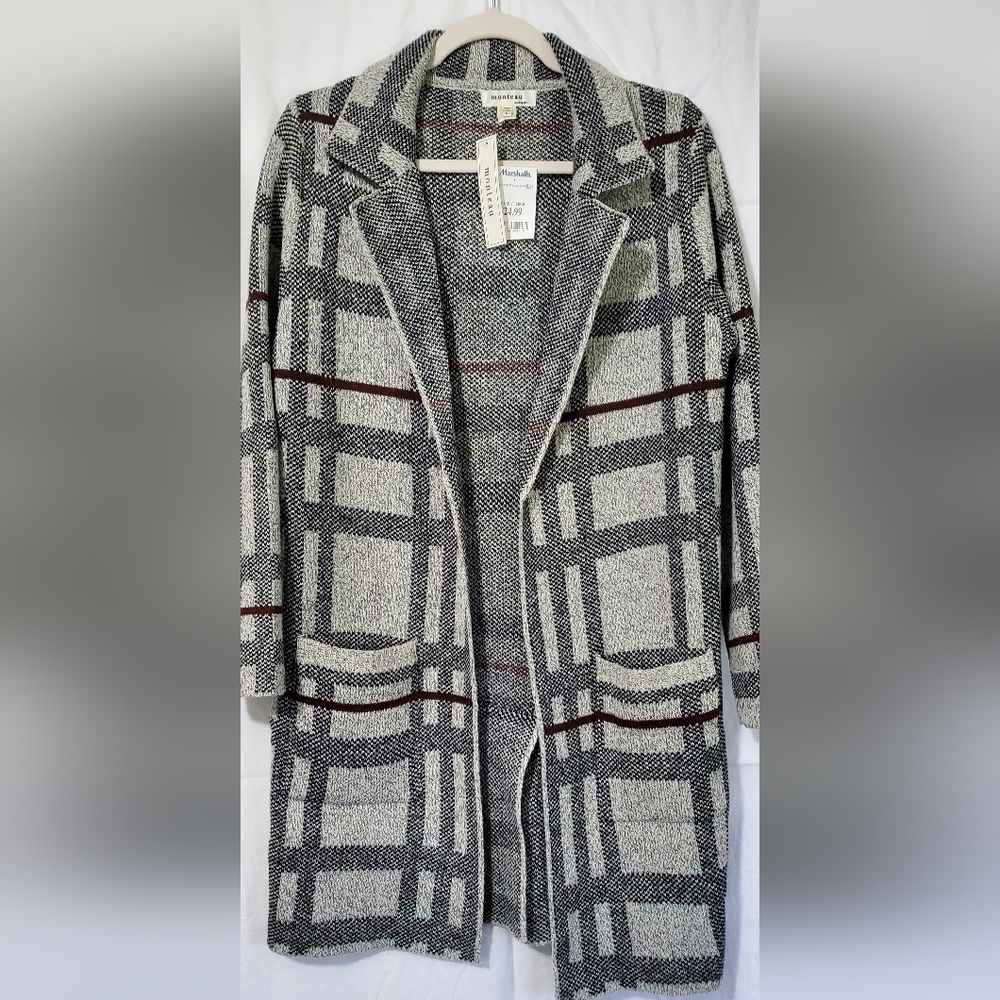 Monteau Gray and Black Plaid Women's Blazer